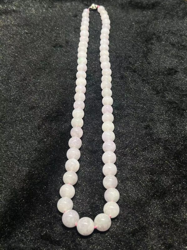 translucent faint lavender beads jadeite necklace - Image 6