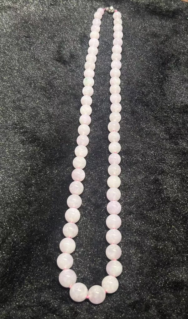 translucent faint lavender beads jadeite necklace - Image 2