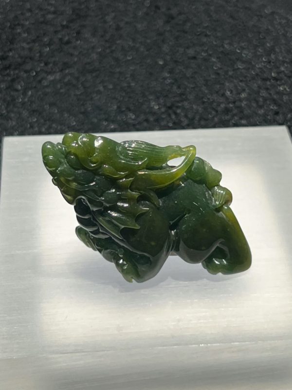 Icy translucent blueish green Pixiu jadeite ornament