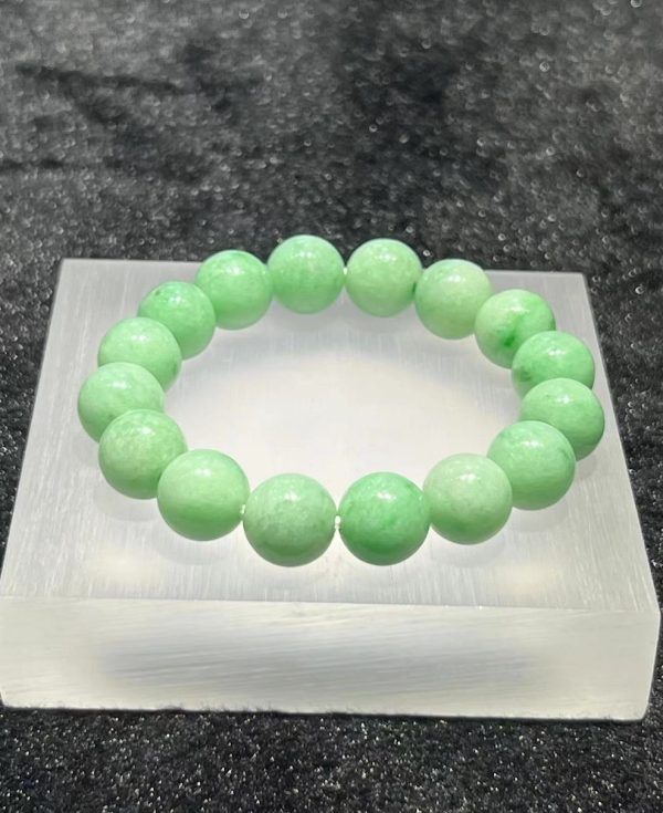 Translucent apple green beads jadeite bracelet - Image 2