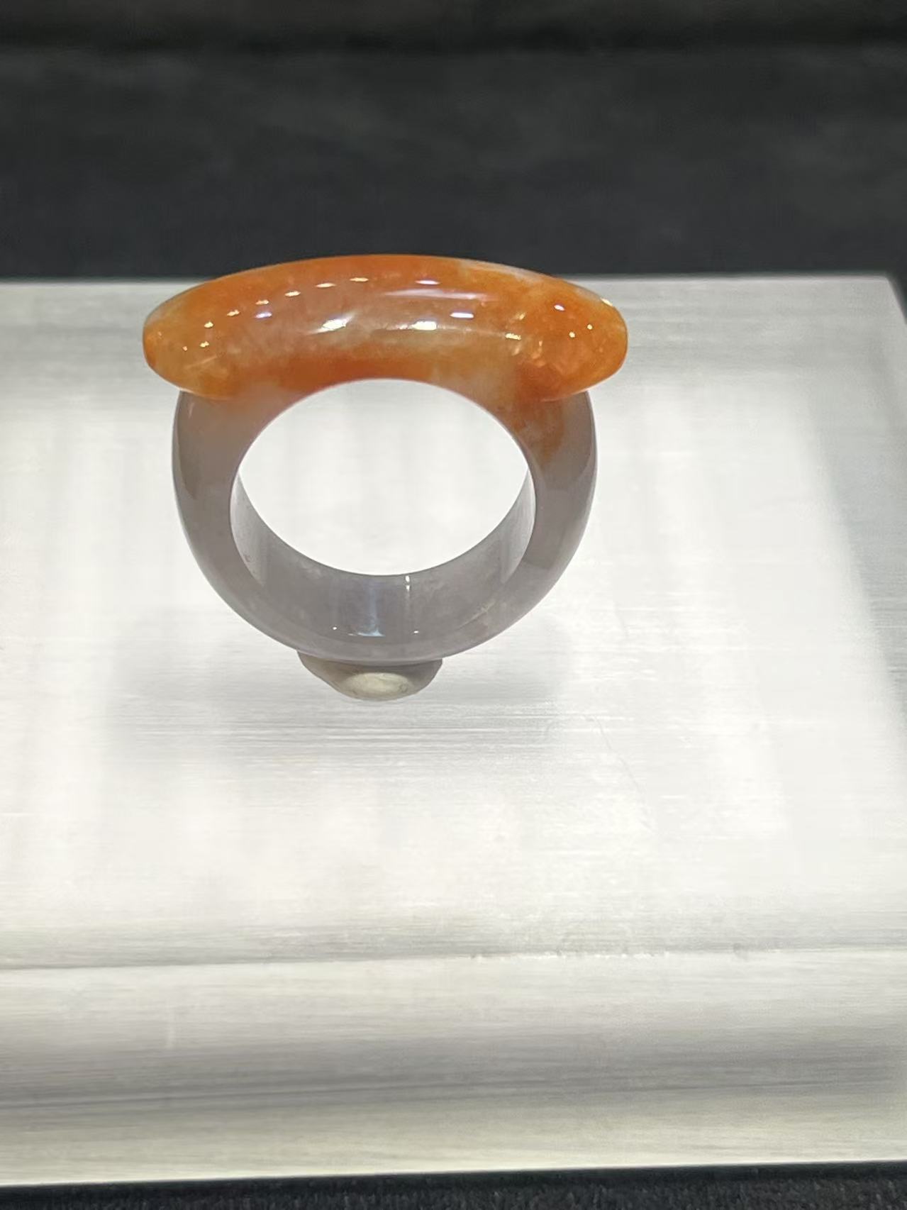 Translucent Reddish with Lavender Saddle Jadeite Ring