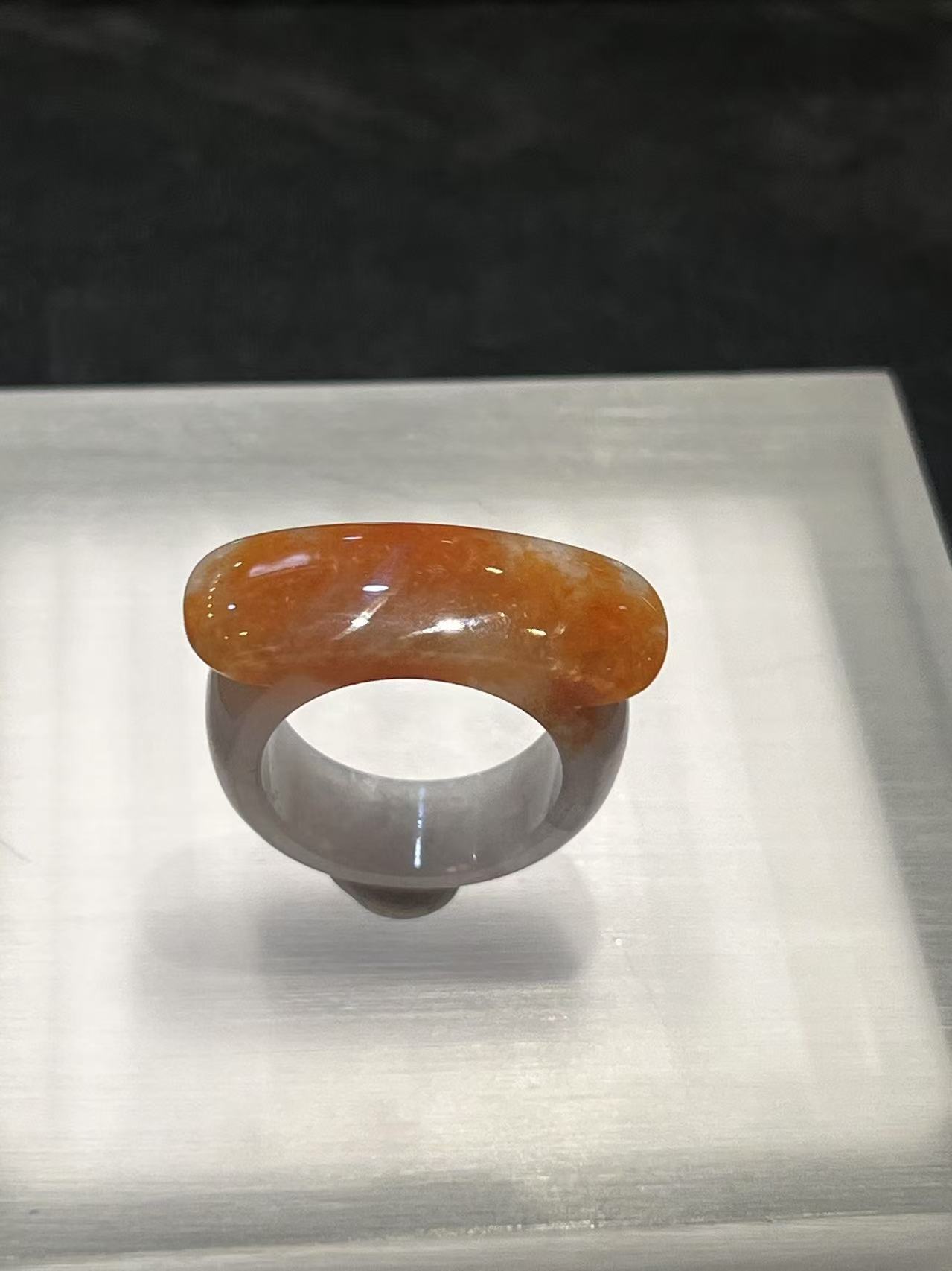 Translucent Reddish with Lavender Saddle Jadeite Ring - Image 3