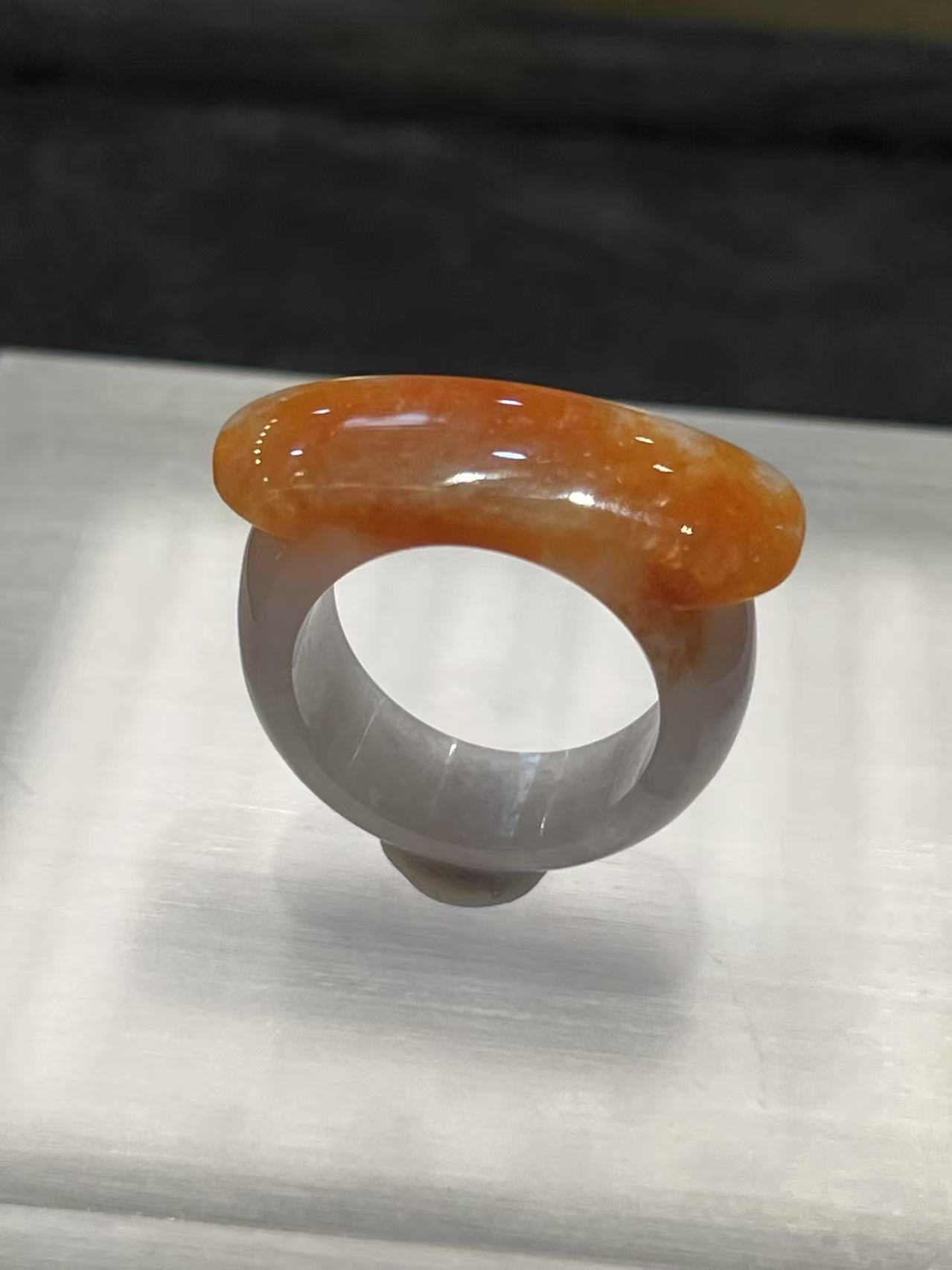 Translucent Reddish with Lavender Saddle Jadeite Ring - Image 5