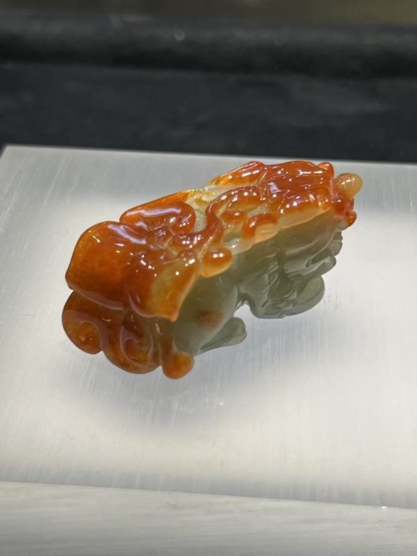 Translucent Reddish Pixiu Jadeite Ornament - Image 5