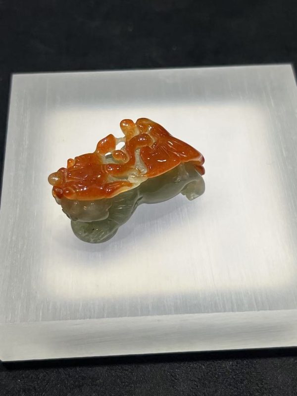Translucent Reddish Pixiu Jadeite Ornament - Image 4