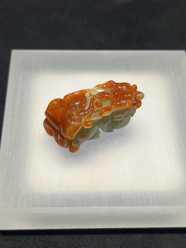 Translucent Reddish Pixiu Jadeite Ornament - Image 3