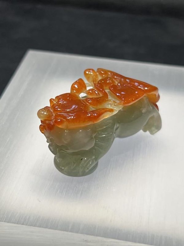 Translucent Reddish Pixiu Jadeite Ornament - Image 2