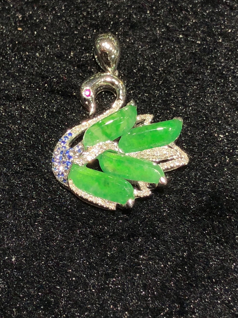 Green Swan Jadeite Pendant
