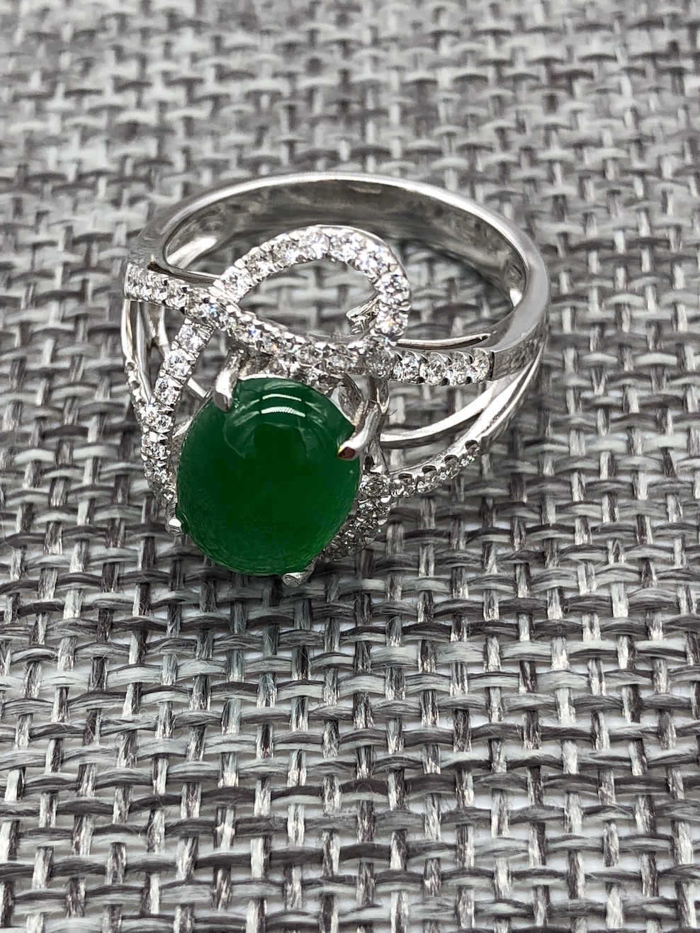 Icy Green Cabochon Jadeite Ring
