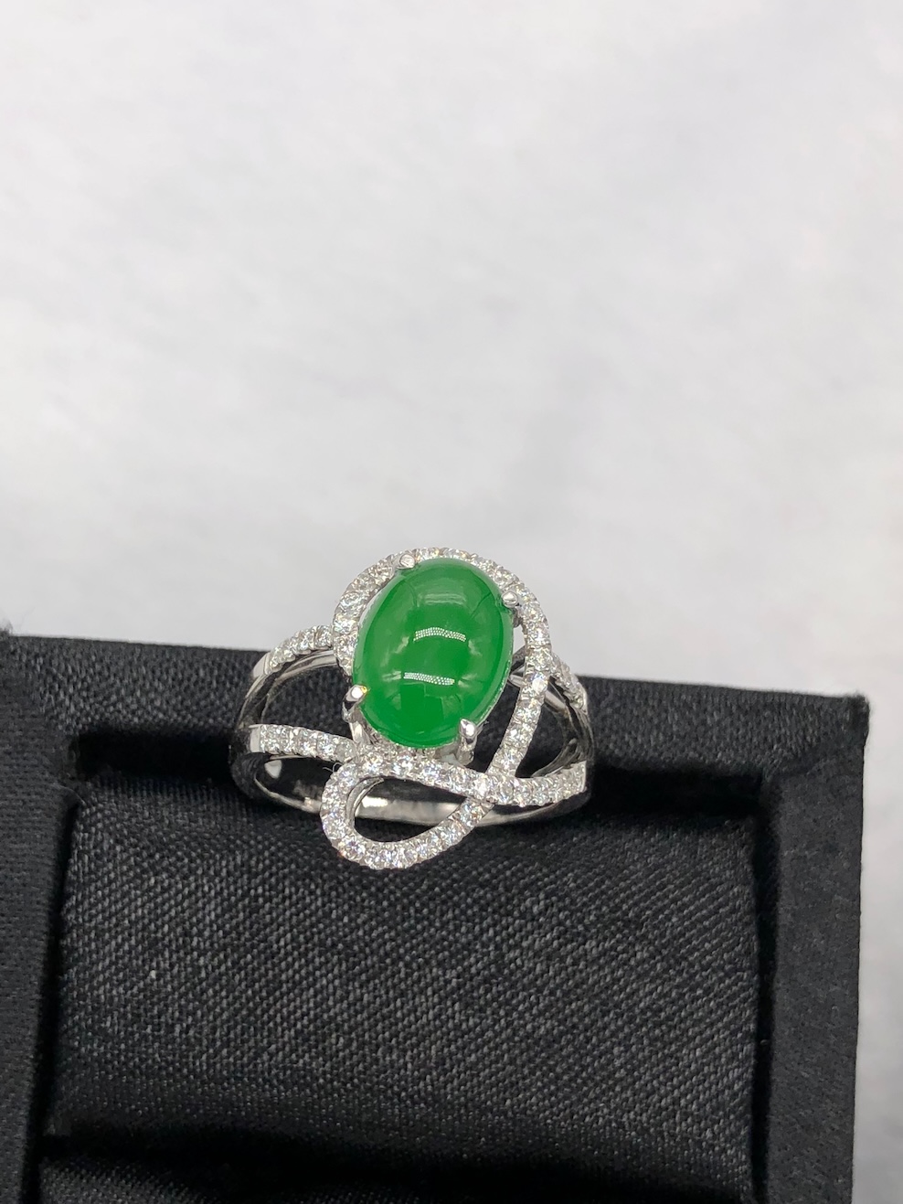 Icy Green Cabochon Jadeite Ring