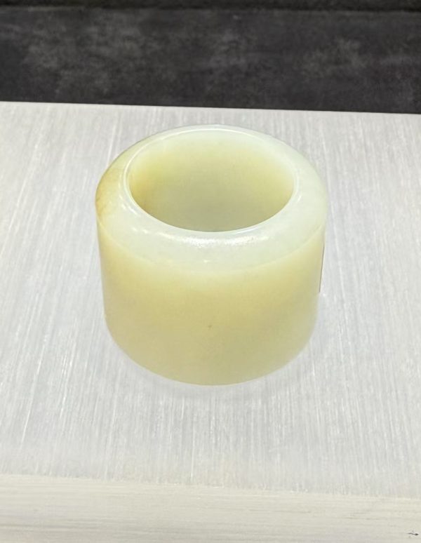 Traditional Chinese archery ring in natural white nephrite jade