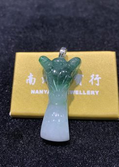 Translucent icy green lucky goat jadeite pendant