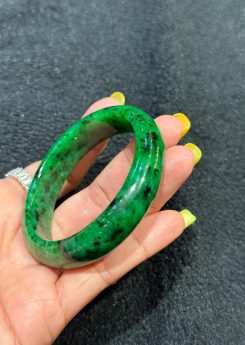 Natural type A old pit green jade bangle