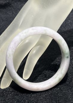 Translucent faint lavender and green jadeite bangle