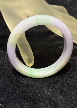 translucent triple colour jadeite bangle with green lavender and yellow hues