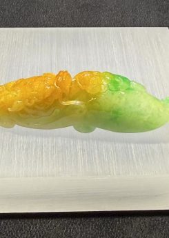 translucent yellow green dragon Ruyi jadeite pendant with detailed carving